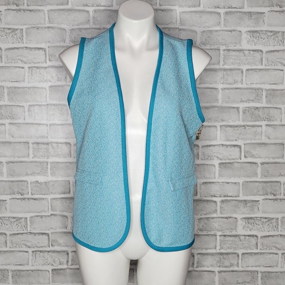 Vintage 70s Deadstock 70s Blue Open Vest, size 12